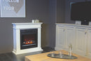 Camino Elettrico da Pavimento Effetto Fiamma 1800W Ruby Fires Elda Lucius Bianco Crema
