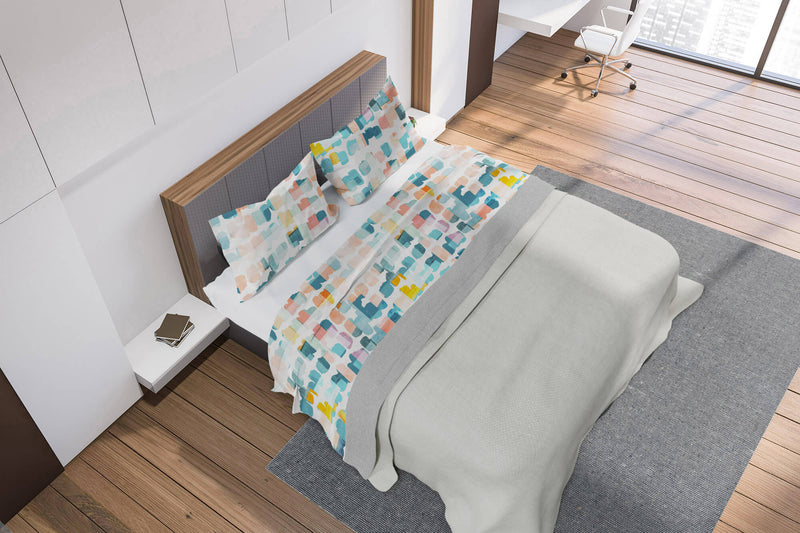 Set Lenzuolo Matrimoniale Sopra e Federe con Stampa Watercolor 06