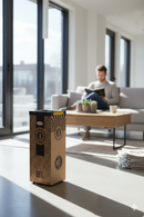 Pattumiera Per Raccolta Rifiuti 28x28xh70 cm in Cartone Con Stampa Grafica Plastica Beige