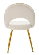 Set 2 Sedie Imbottite 52x48x78 cm in Tessuto Velluto Flex Crema e Oro