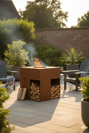 Barbecue a Legna 75x75x75 cm Giglio in Acciaio Effetto Ruggine