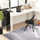 Set 4 Sedie Pieghevoli Imbottite 45x46x78 cm in Finta Pelle PU e Metallo Nero