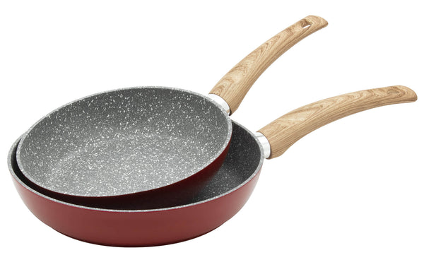 online Set 2 Padelle 20-24 cm in Alluminio Forgiato Antiaderente Induzione Collection Ortles Rosse