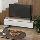 Mobile Sospeso con Armadietti con Ante a Ribalta 160x35x30 cm in Legno Bianco Lucido   