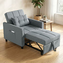 Divano Letto Pieghevole Convertibile 69x82x85 cm con Schienale Regolabile e Cuscino in Tessuto Effetto Lino Grigio      