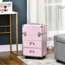 Trolley per Estetista Make Up Trucchi Professionale Rinforzato con Blocco a 2 Chiavi 36x23x58 cm Rosa  