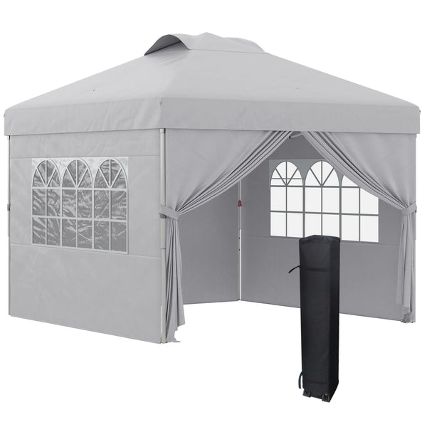 prezzo Gazebo da Giardino 297x297x284 cm con Altezza Regolabile su 3 Livelli e Finestre Grigio Chiaro