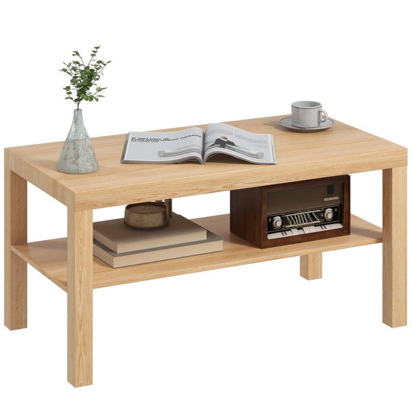 Tavolino da Salotto Rettangolare 90x45x44,5 cm Ampio Ripiano in MDF Laminato Color Legno prezzo