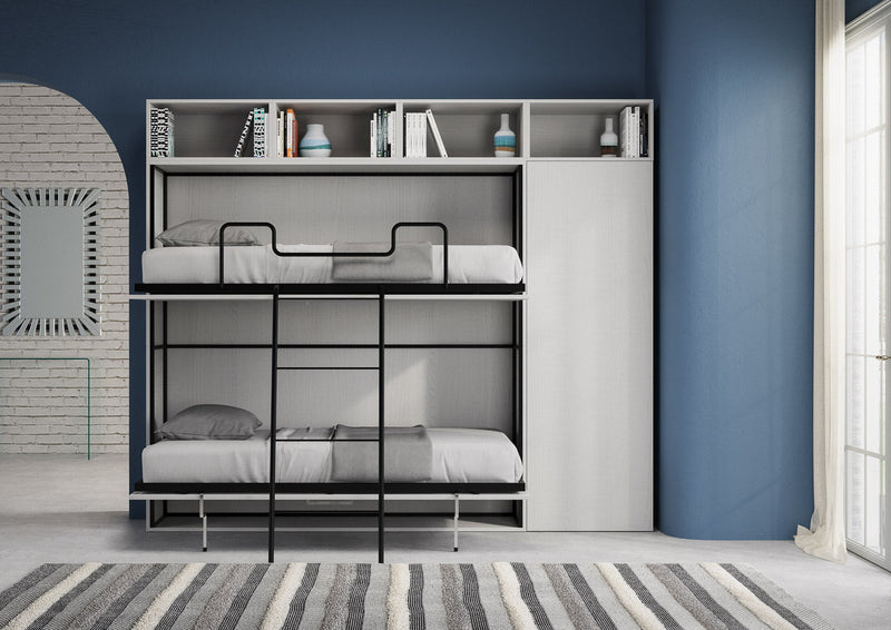 Letti Singoli a Scomparsa Composizione I Kando H223,1 Bianco Frassino 