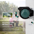 Avvolgitubo da Giardino Retrattile con Tubo dell'Acqua 30+2 m da Parete e da Manico Girevole 7 Modalità Nero      