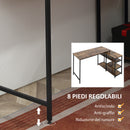 Scrivania Angolare in Stile Industriale 135x90x79 cm con Ripiani a Giorno Telaio in Acciaio Marrone e Nero 