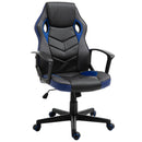 Sedia da Gaming Girevole Reclinabile in Similpelle  Nera e Blu