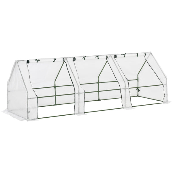 acquista Serra da Giardino a Tunnel con Porte a Cerniera 270x90x90 cm in Polietilene Bianco