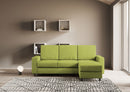 Divano 3 Posti con Pouf 208x155x85 cm Sakar in Tessuto Verde