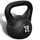 Kettlebell Fitness 10 Kg in PVC con Sabbia e Maniglia Nero