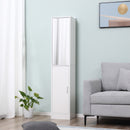 Mobile a Colonna Bagno 32x28x162 cm con Anta Superiore a Specchio Rivestimento in Melamina Bianco  