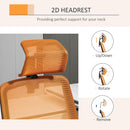 Sedia Poltrona Direzionale da Ufficio 63,5x63x116,5-125,5 cm in Tessuto Arancione