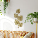 Decorazione Murale 3D 83x2,5x39 cm Wall Art Foglie di Monstera in Metallo Oro 