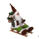 Pupazzo Babbo Natale in Tessuto su slitta verde cm 33x12xh30