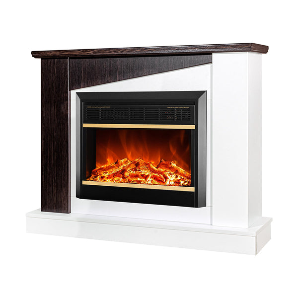 Camino Elettrico da Pavimento 90x115x27 cm Effetto Fiamma 1500W Gaspar & Mars Bianco/wenge sconto