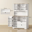 Credenza da Cucina 100x40x62 cm con 3 Armadietti 2 Cassetti e Portaspezie in Legno Ingegnerizzato Bianco      
