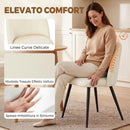 Set di 2 Sedie Sala da Pranzo 52x55x79 cm con Schienale a Conchiglia e Gambe in Metallo Rivestite in Velluto Crema      