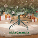 Albero di Natale Alto 210 cm 928 Rami Pigne e Bacche Rosse Base in Metallo Verde      