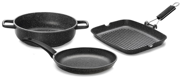 prezzo Batteria di Pentole 3 Pezzi in Alluminio Pressofuso Antiaderente Olympia Hard Cook