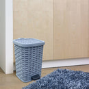 Set Accessori Bagno Cesto Biancheria Cestino Rifiuti Scopino in Rattan Grigio