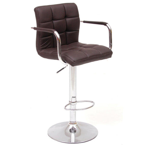 Sgabello Bar in Similpelle Quadro Marrone