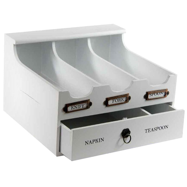 online Portaposate Cucina 3 Scomparti con Cassetto Portatovaglioli e Porta Cucchiaini