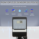 Cyclette Orizzontale Magnetica 8 Resistenze Display LCD Sedile Regolabile ed Elastici per Braccia Nero   