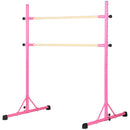 Sbarra Danza Classica Doppia 130x97x152 cm Altezza Regolabile in Acciaio e Legno Rosa