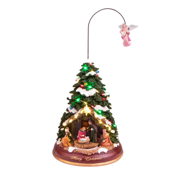 Abete con Natività con musica luci e movimento 42 cm in Resina sconto