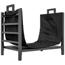 Portalegna da Esterno e Interno 49x34x44 cm in Acciaio con Borsa di Trasporto in Tessuto Oxford 600D Nero      