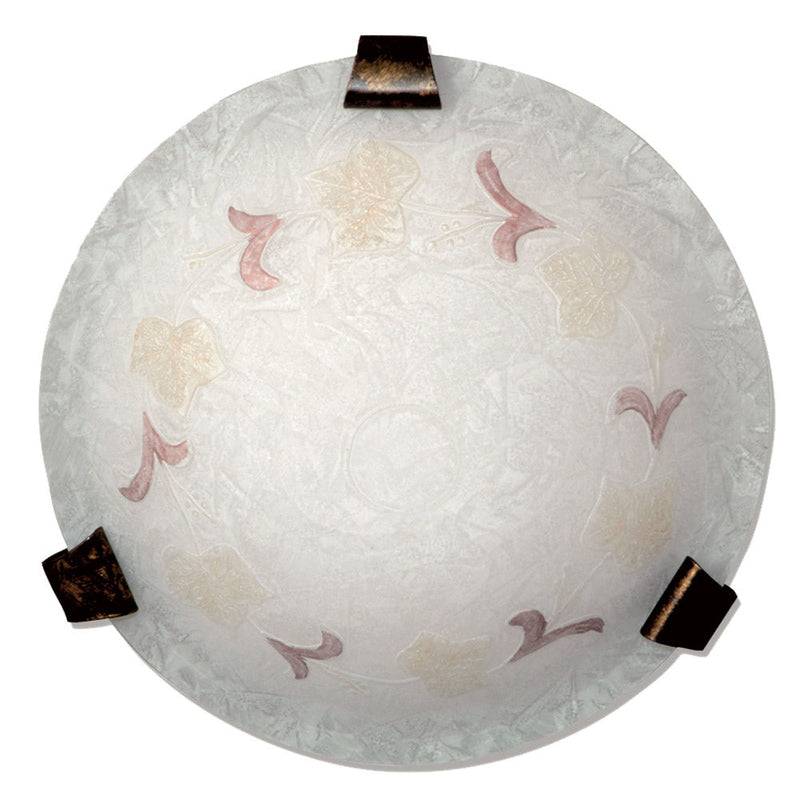 Plafoniera 2xE27 Ganci Marrone Vetro Screpolato Ambra-Verde E-Energy Ambra