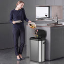 Pattumiera Automatica con Sensore a Infrarossi 50 L 45,7x24,5x61,4 cm Anti-Impronta con Chiusura Ammortizzata in Acciaio Inox Argento      