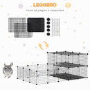 Gabbia per Conigli Modulabile 175x105x70 cm in Metallo Nero