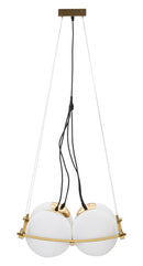 Lampadario Japan Square 45x45x20 cm in Ferro e Vetro Oro e Bianco      