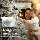 Albero di Natale Innevato Ø135x210 cm con 450 Luci LED Bianco Caldo 1080 Rami Ignifughi Timer Telecomando e 8 Modalità      