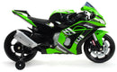 Moto Elettrica per Bambini 12V con Licenza Kawasaki Ninjia Verde