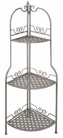 Scaffale Angoliera per Piante da Esterno in Ferro Battuto 3 Ripiani Soriani Grigio