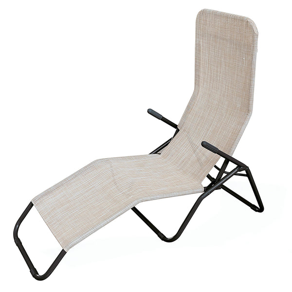 prezzo Lettino Sdraio a Dondolo 190x58x97 cm Struttura in Acciaio e Rivestimento in PVC e Poliestere Avorio Mélange