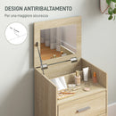 Tavolo Trucco Toeletta 50x40x113,5 cm con Specchio a Ribalta e Sgabello a Scomparsa in Legno Naturale      