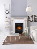 Camino Elettrico da Pavimento 102x110x30 cm Effetto Fiamma 2000W Calisto & Cristina Bianco