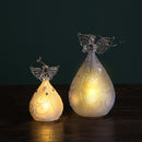 Set 2 Angeli Agrifoglio con Led H16,5 cm in Vetro Silver