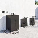 Contenitore per Pellet 30 kg 36,5x36,5x61,5 cm con Coperchio Ruote e Setaccio in Acciaio Laminato a Freddo Nero      