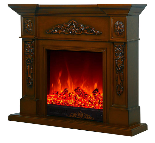 prezzo Camino Elettrico da Pavimento 80x100x33 cm Effetto Fiamma 1500W Siena mini Marrone