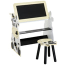 Set Tavolino Lavagna con Sgabello per Bambini Stampa Mucca 60x40x60 cm 