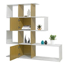 Libreria Moderna 6 Ripiani 145x145x30 cm in Legno Melaminico Bianco Opaco e Rovere